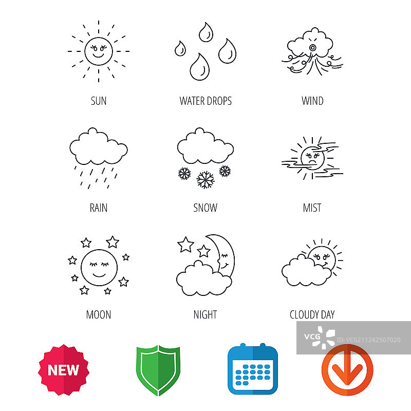 天气：晴雨图标，月夜图片素材