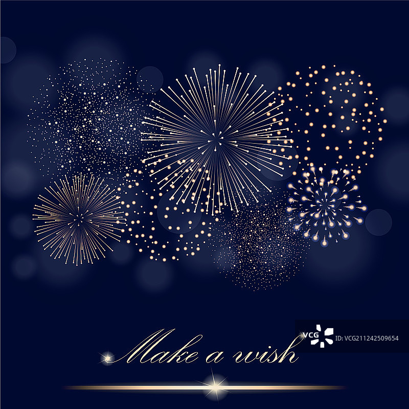 蓝色背景上的金色烟花表演图片素材