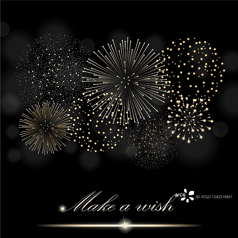 黑色背景上的金色烟花表演图片素材