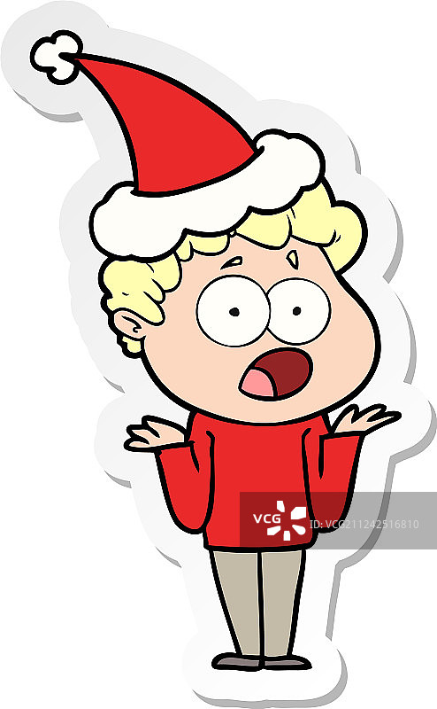 惊讶喘气的男人卡通贴纸图片素材