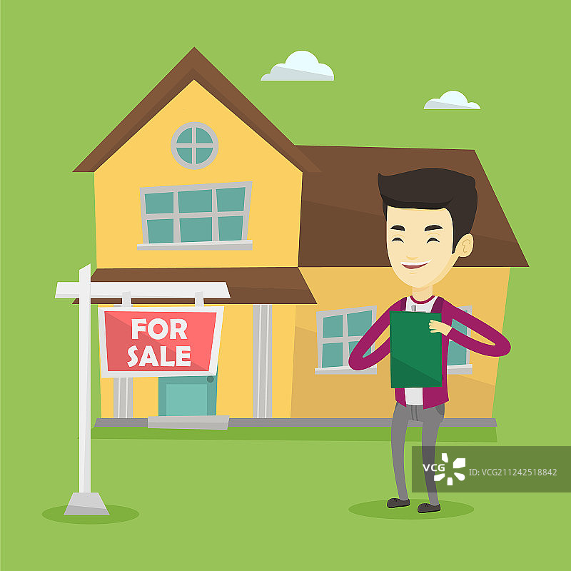 房地产经纪人签署合同图片素材