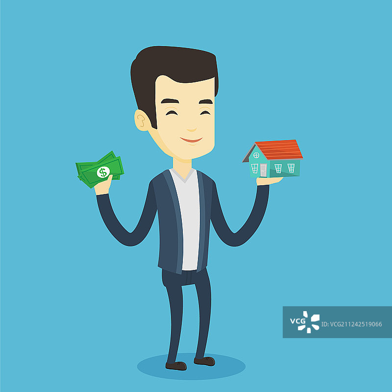亚洲男人贷款买房图片素材