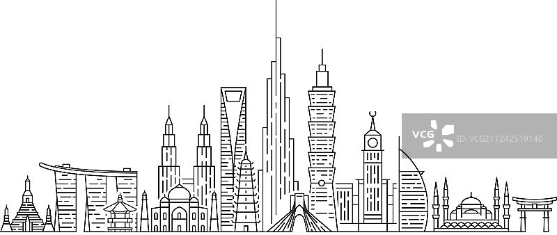 亚洲天际线旅游背景图片素材