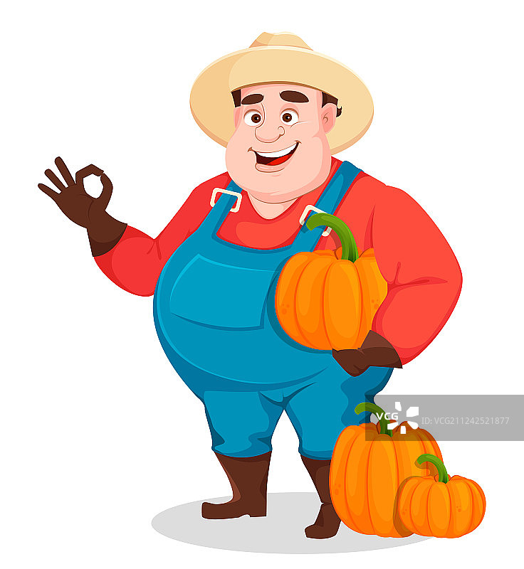 有趣的肥胖农场主农艺师园丁图片素材
