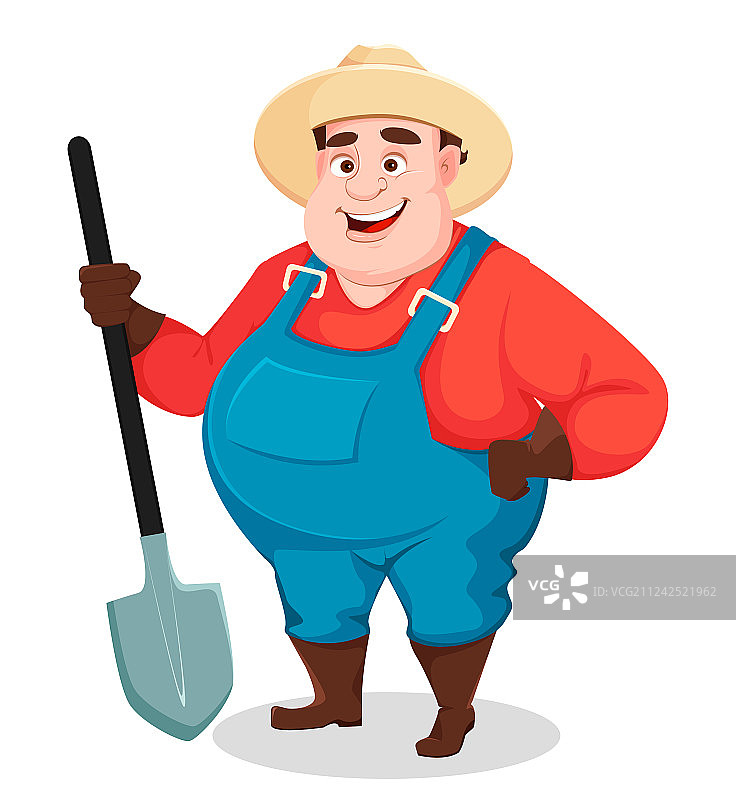 有趣的肥胖农场主农艺师园丁图片素材