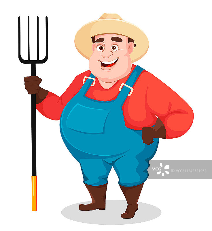 有趣的肥胖农场主农艺师园丁图片素材