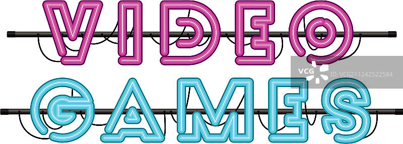 霓虹灯风格的电子游戏标签图片素材