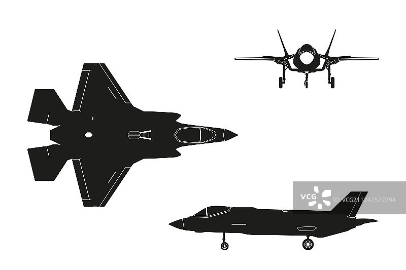 军用飞机黑色剪影图片素材