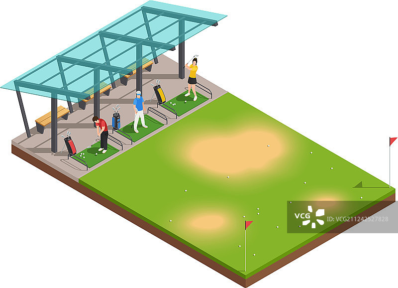 高尔夫训练2.5D构图图片素材