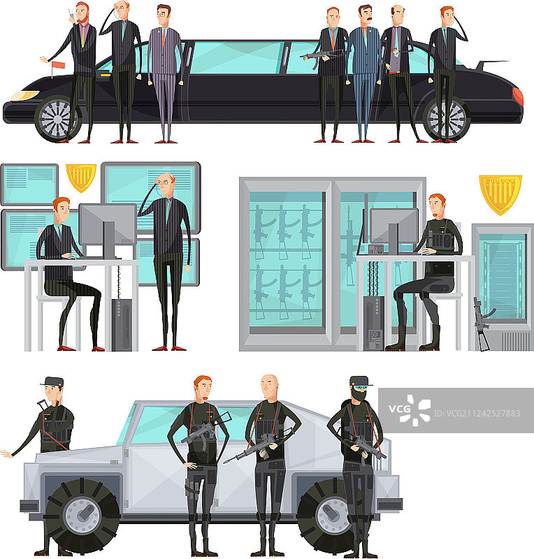 情报机构彩色扁平组合图片素材