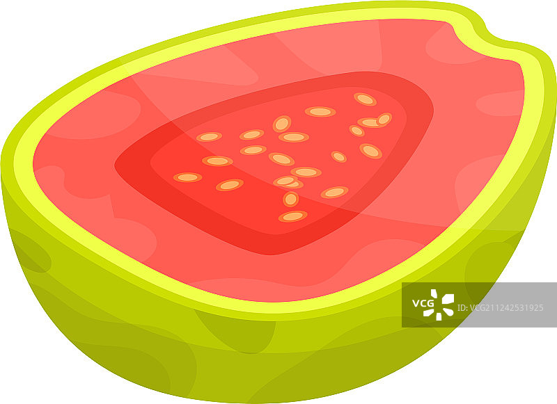 切好的番石榴2.5D风格图标图片素材