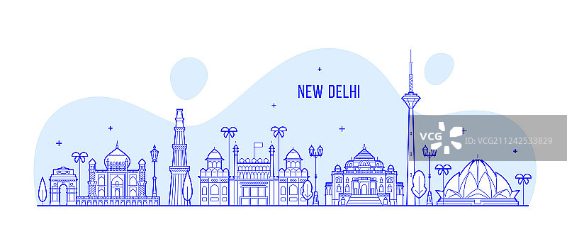 印度新德里城市天际线建筑图片素材