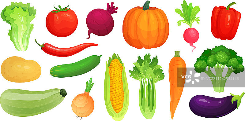 新鲜纯素蔬菜卡通图片素材
