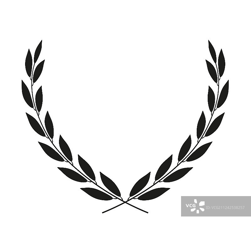 白色图标上的月桂花环图片素材