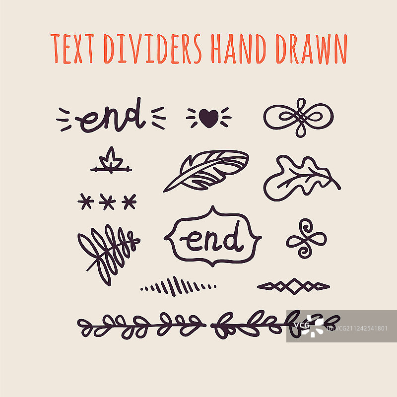 浅色背景上手绘文本分隔线素材图片素材