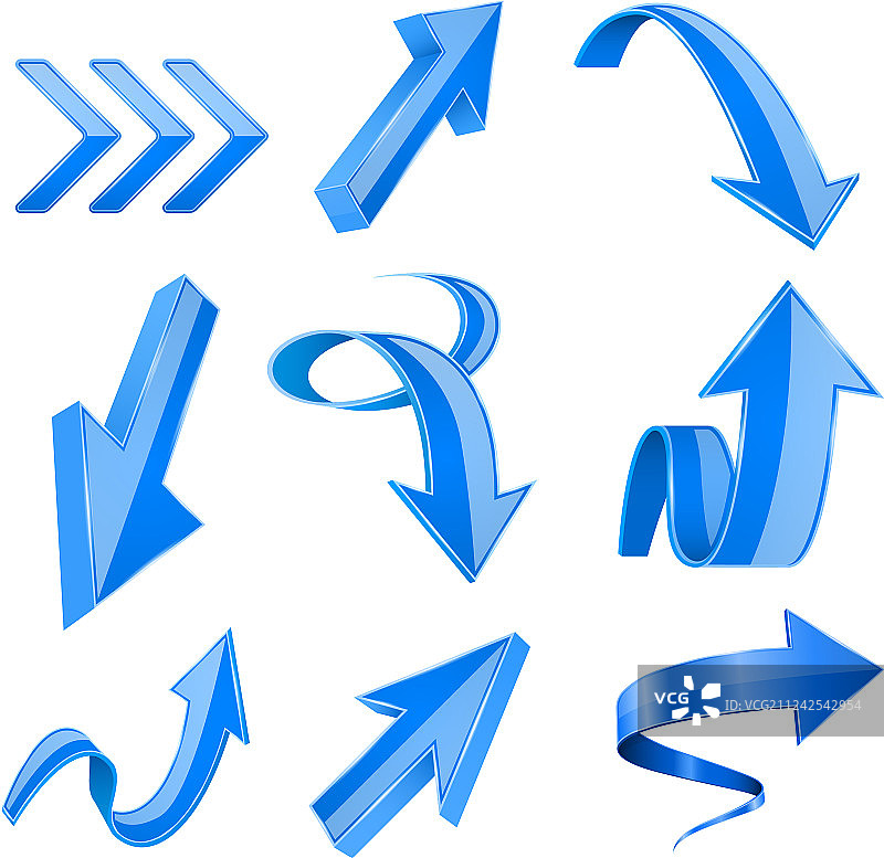 蓝色3D闪亮箭头图片素材