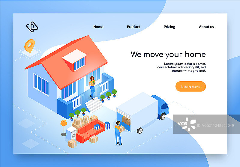 房屋搬运服务2.5D网站图片素材