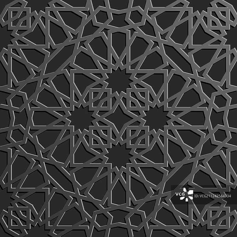 3D伊斯兰无缝图案：传统阿拉伯风格图片素材