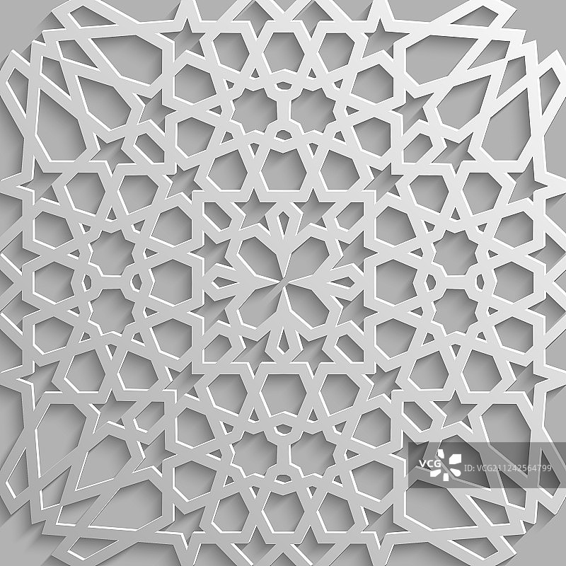 3D伊斯兰无缝图案：传统阿拉伯风格图片素材