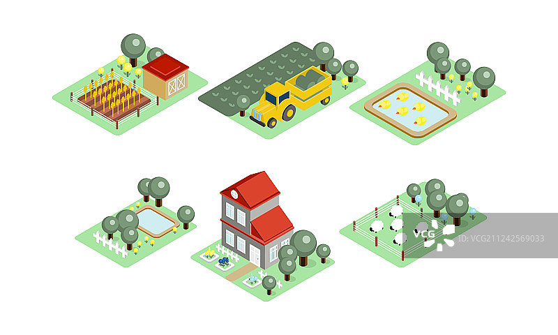 现代3D风格农场图标合集图片素材