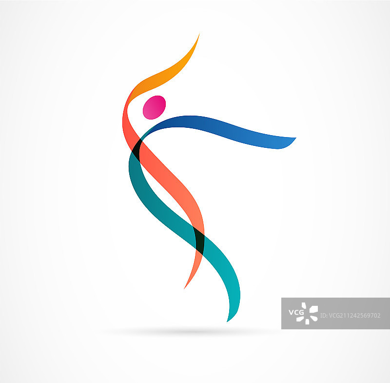 抽象人形健身房健身标志设计图片素材