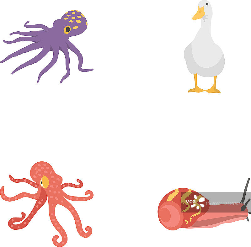 扁平风格海洋动物图标图片素材