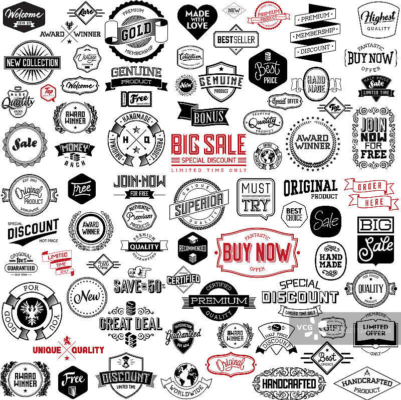 复古徽章标签和邮票素材合集图片素材