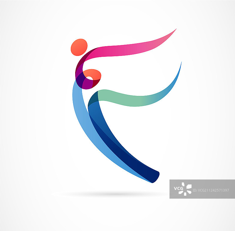 抽象人形健身房健身标志设计图片素材