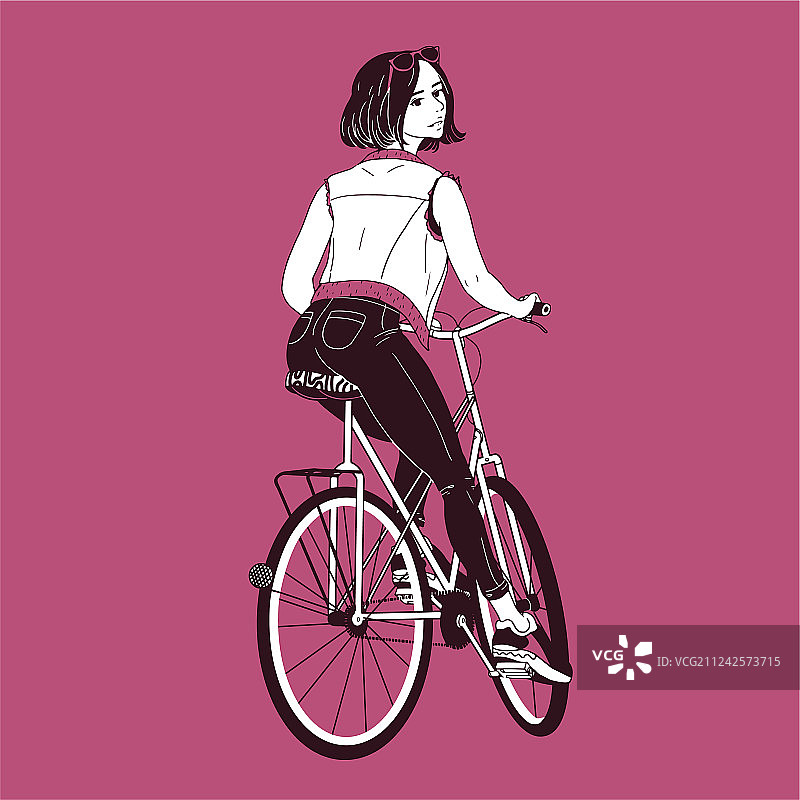 穿着牛仔裤和运动鞋的漂亮年轻女子图片素材