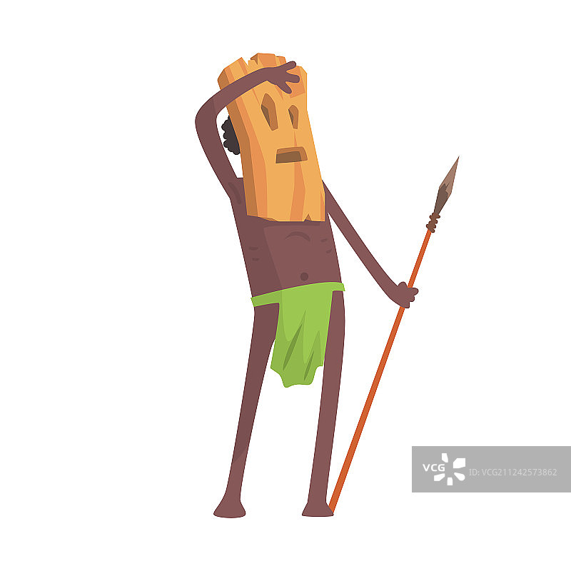 手持武器的黑皮肤土著战士图片素材