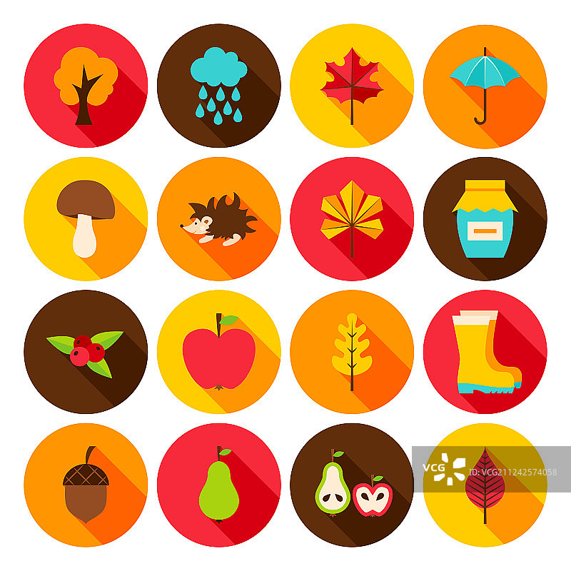 秋季扁平图标图片素材