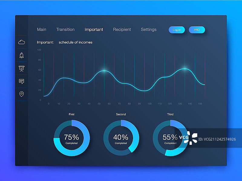 具有现代设计的仪表盘信息图表模板图片素材