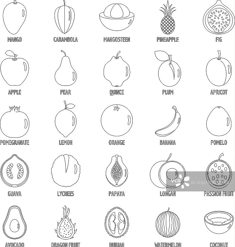 水果图标轮廓样式图片素材