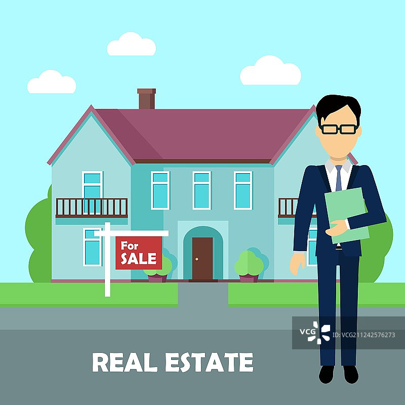 工作中出售楼盘的房地产经纪人图片素材
