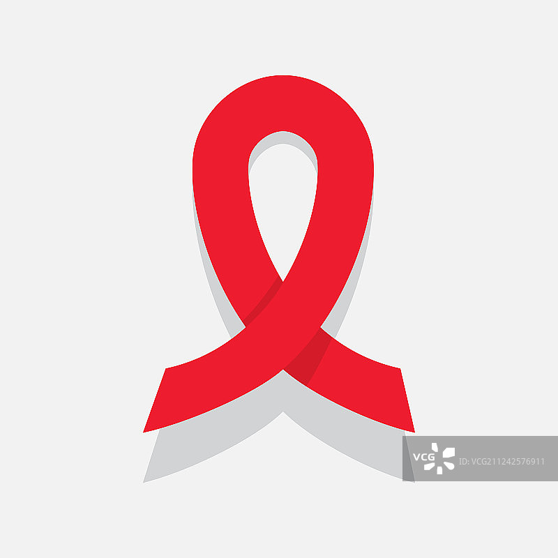 世界艾滋病日概念及白色背景上的红色HIV丝带图片素材