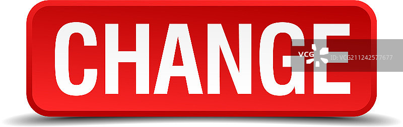 白色背景上的红色3D方形更改按钮图片素材