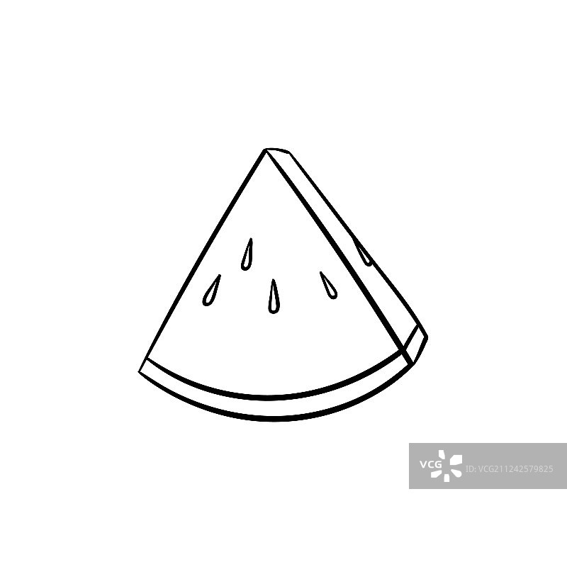 手绘西瓜切块速写图标图片素材