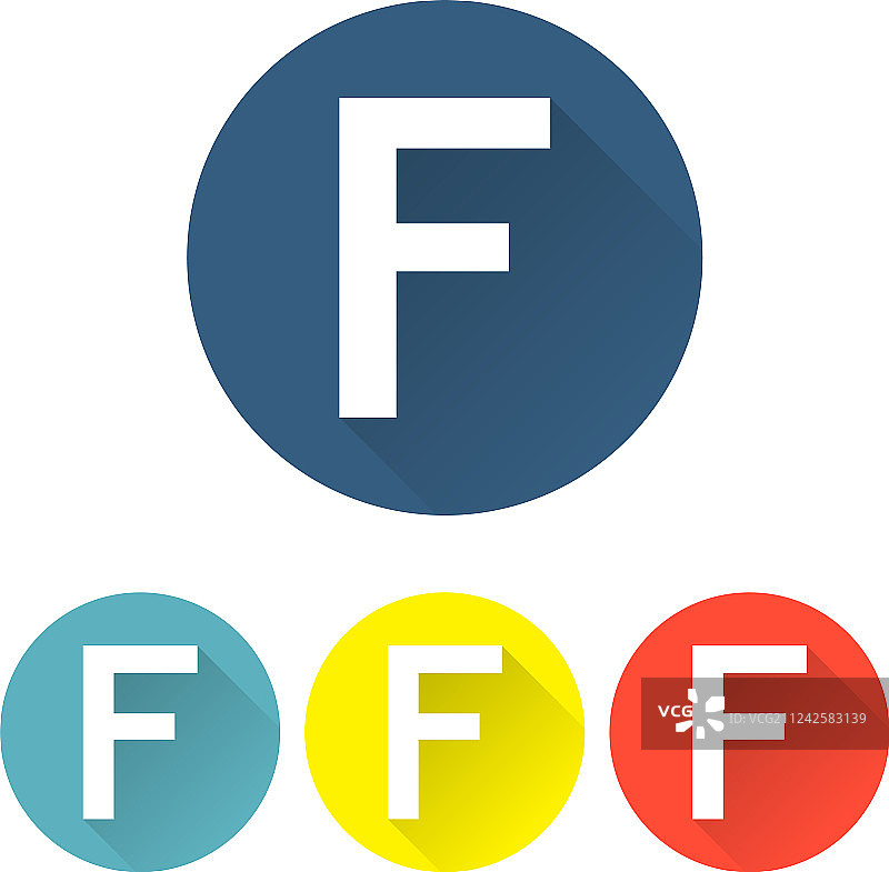 彩色背景上的扁平风格F字母图片素材