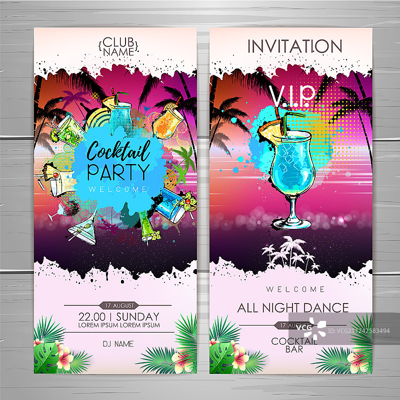 夏季鸡尾酒派对海报设计图片素材