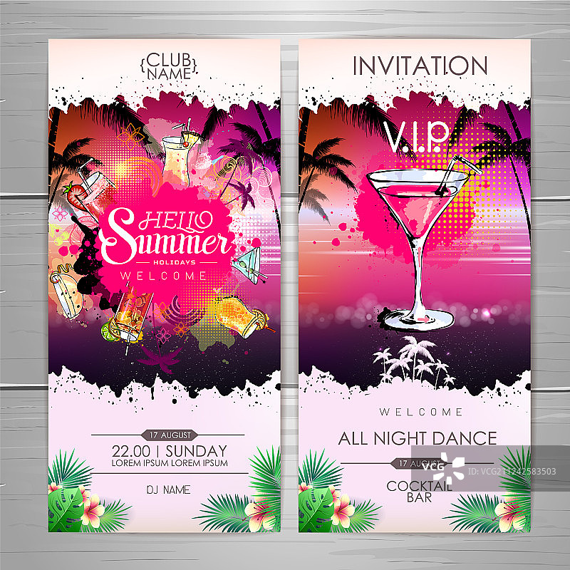 夏季鸡尾酒派对海报设计图片素材
