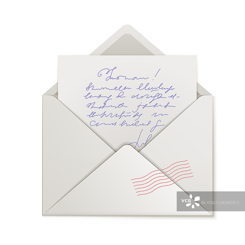 已打开的信封内有信件，已隔离图片素材