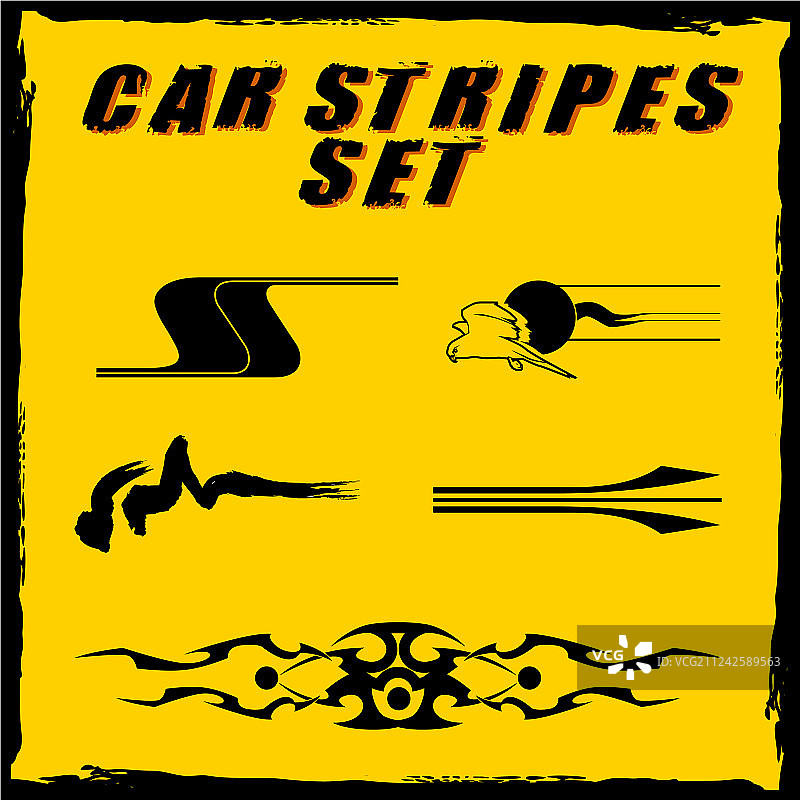 用于在乙烯基上打印和切割的汽车条纹设计套装图片素材