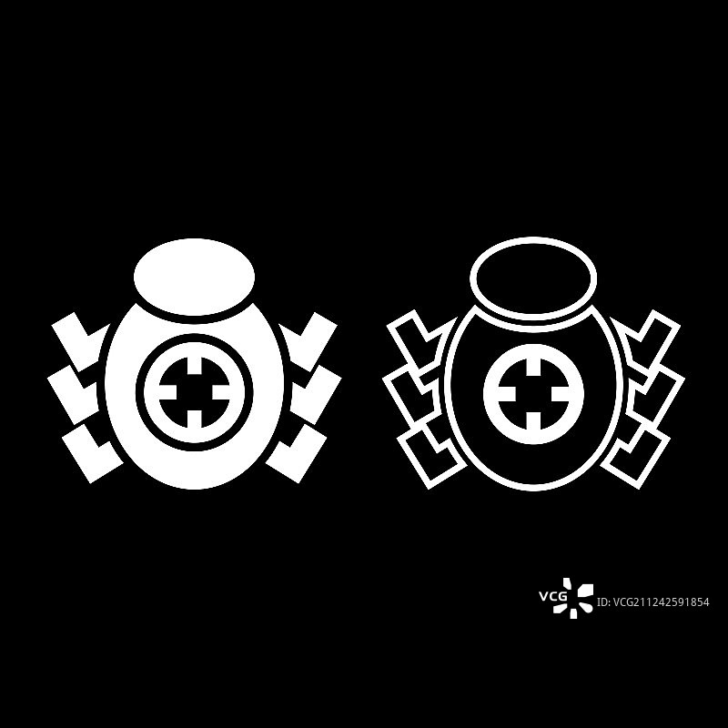 白色目标瞄准镜中的甲虫图标图片素材