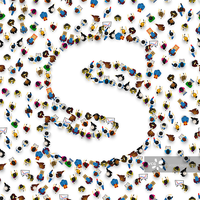 一群人组成英文字母S图片素材