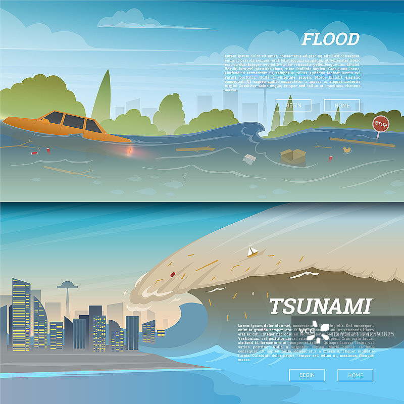 热带海滩上的海啸与巨浪图片素材