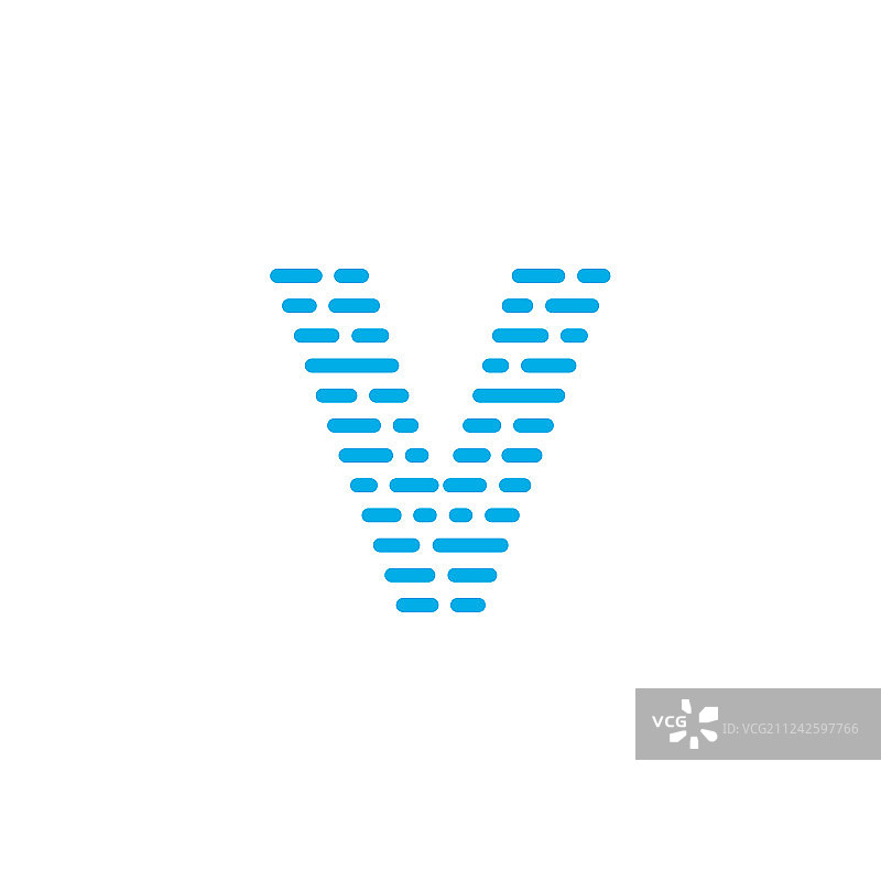 蓝色条纹标志字母V图片素材
