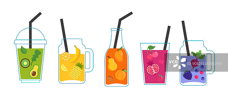 彩色水果冰沙合集图片素材