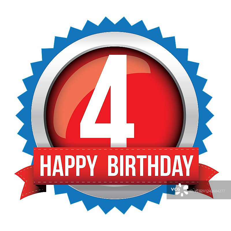 四周年生日快乐徽章丝带图片素材