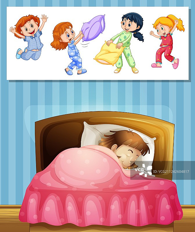 女孩睡在床上图片素材