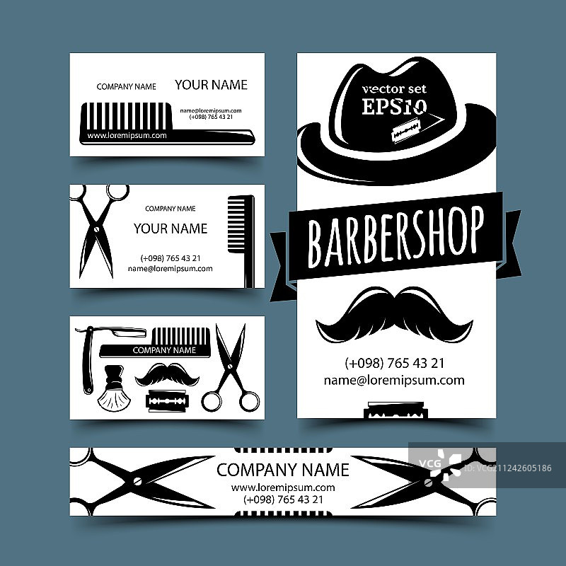 理发店卡片套装图片素材